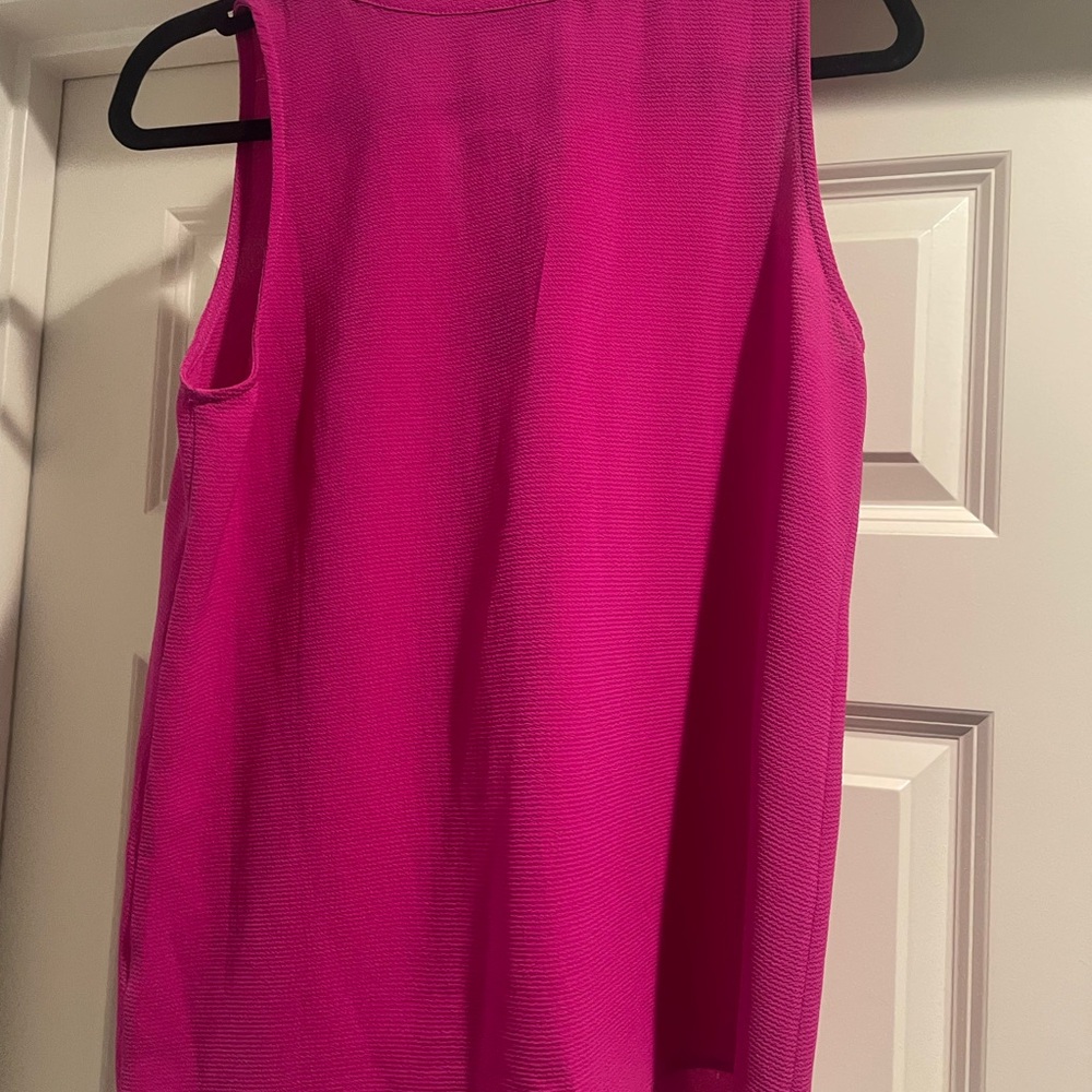 Papermoon Pink Ruffled Sleeveless Blouse with Mandarin Collar - Picture 2 of 4